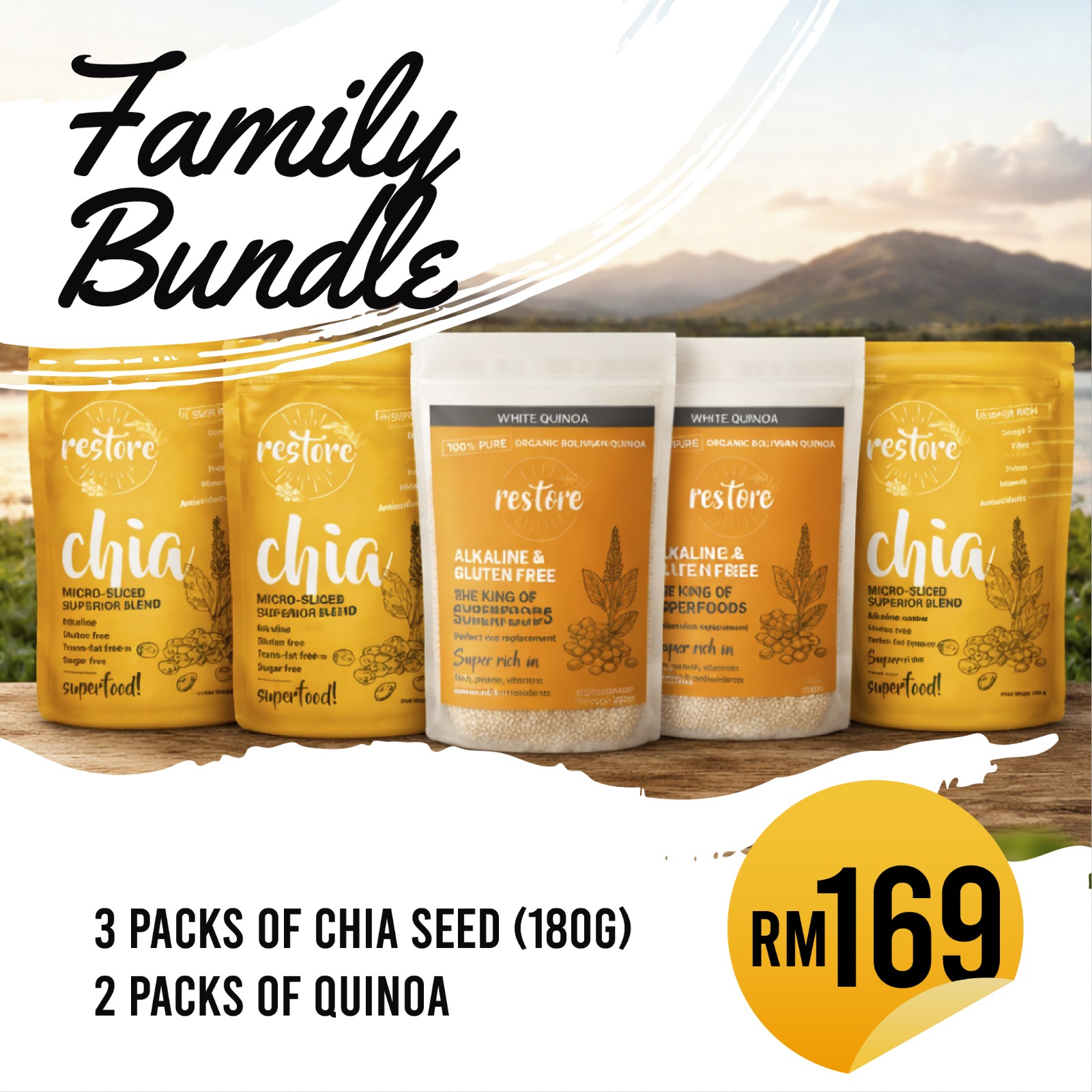 Bundle B; 3x Micro Sliced Chia (180g) + 2 Quinoa (100g)